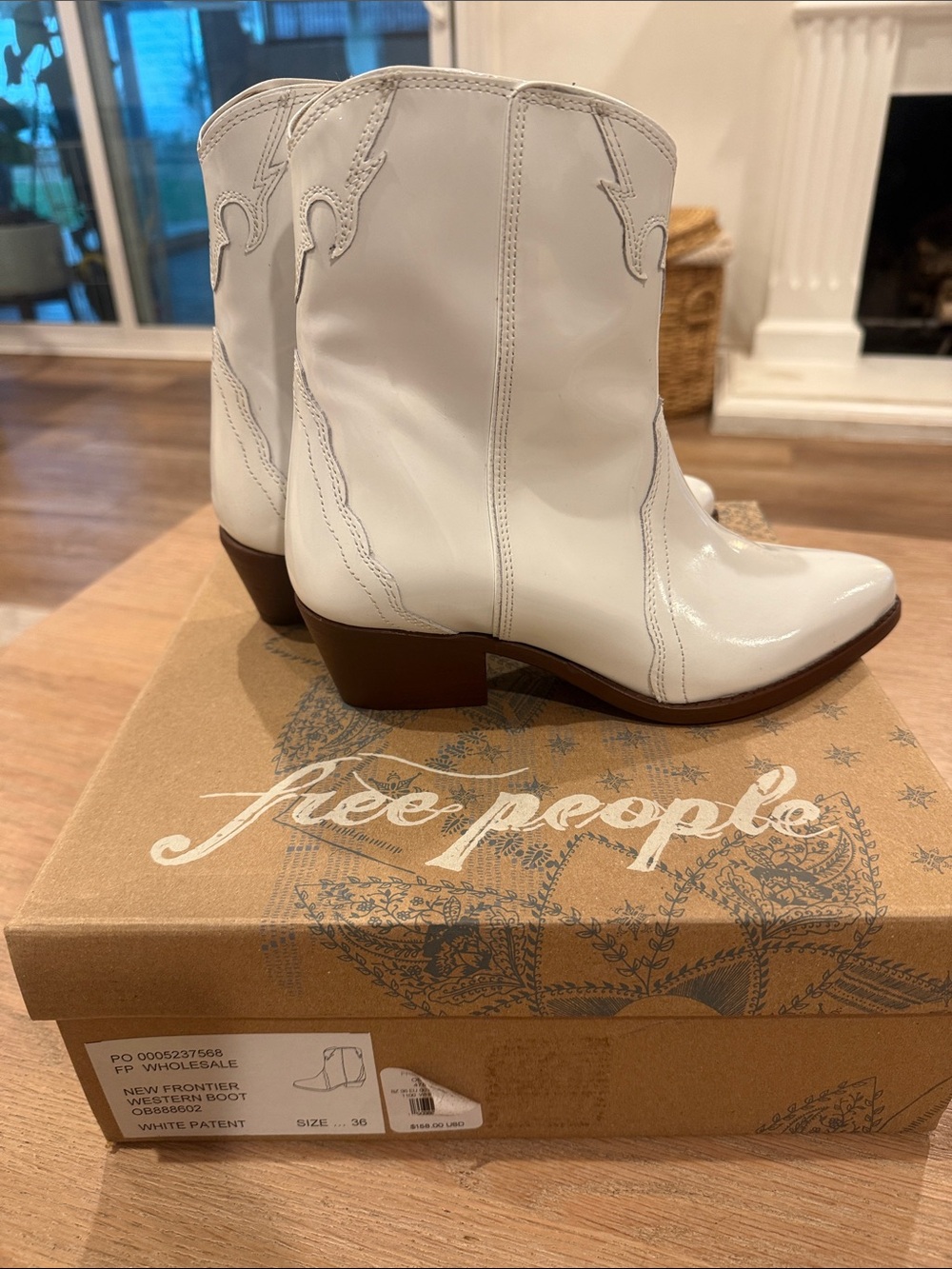 Free People White Patent Western Booties